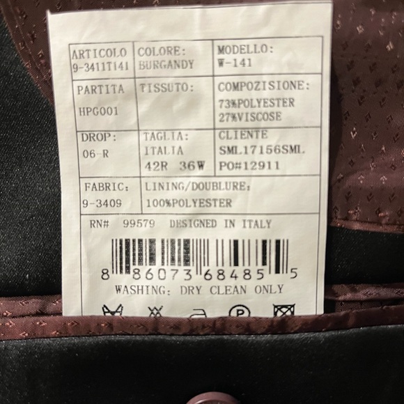 West End Burgundy 1-Button Shawl Tuxedo (2-Piece Set) - Picture 3 of 7